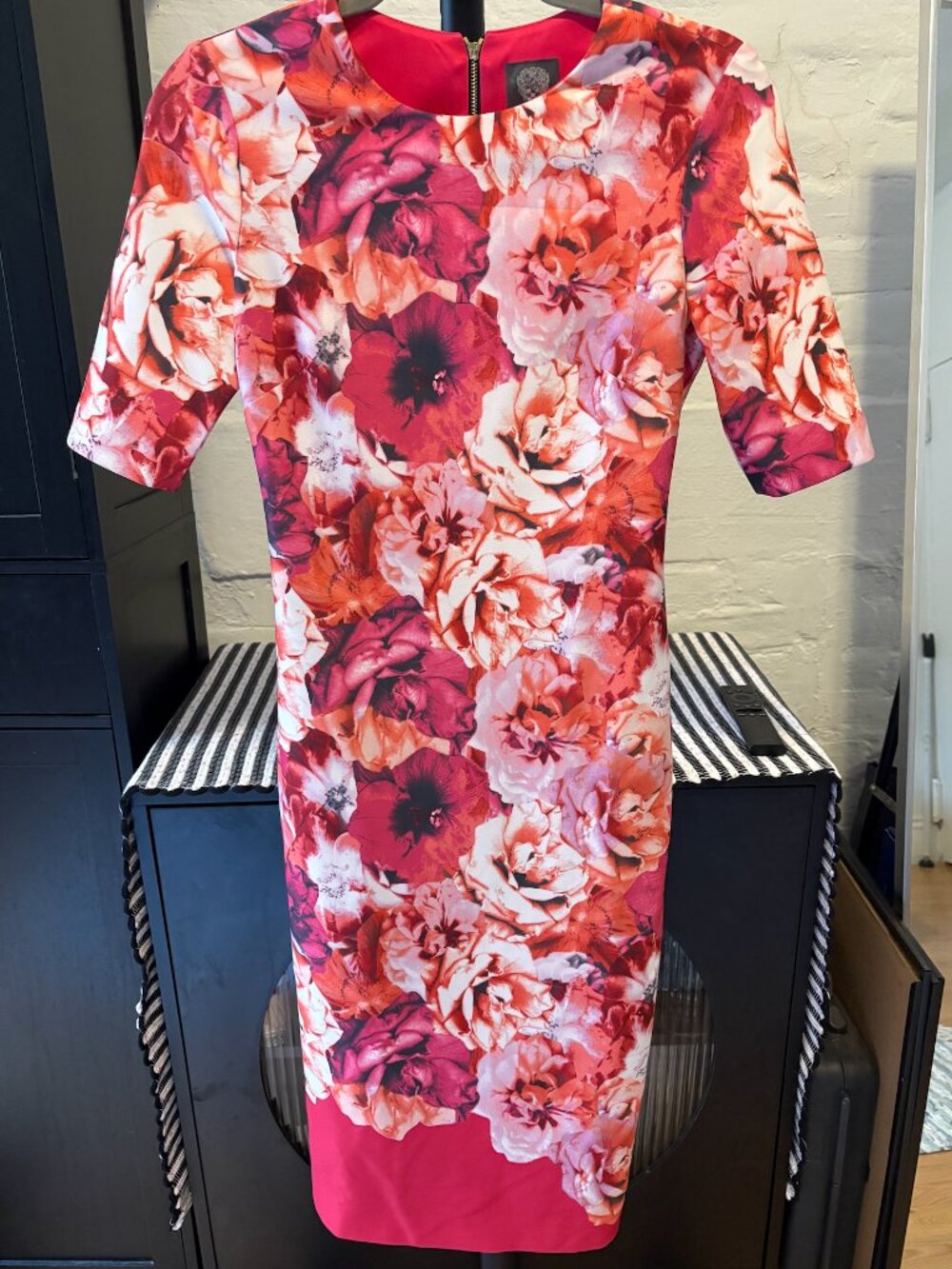 Vince Camuto Floral Midi Scuba Dress, Size 2